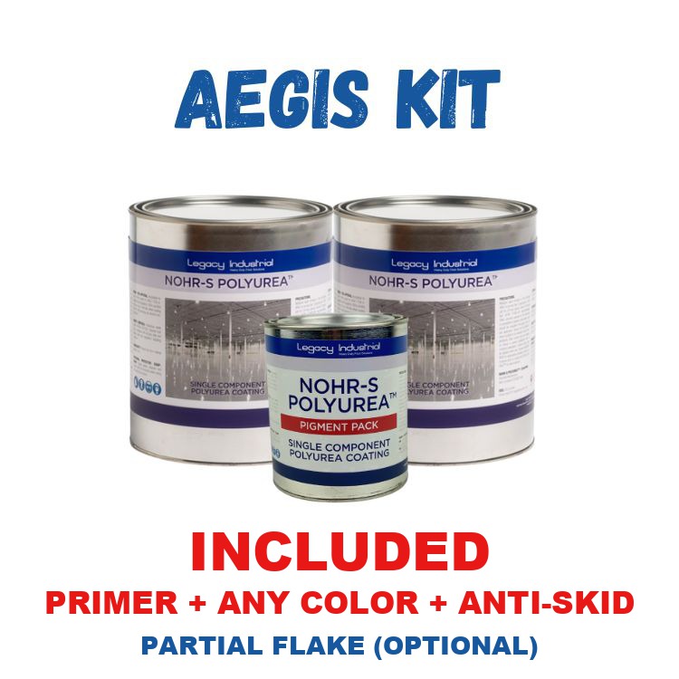 Nohr-S Polyurea Aegis Coating Kit - primer, any color and anti-skid included, partial flake optional
